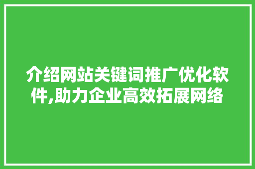 介绍网站关键词推广优化软件,助力企业高效拓展网络市场 市场营销范文