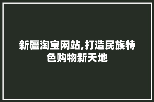 新疆淘宝网站,打造民族特色购物新天地