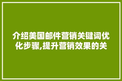 介绍美国邮件营销关键词优化步骤,提升营销效果的关键