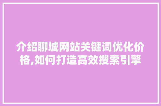 介绍聊城网站关键词优化价格,如何打造高效搜索引擎营销步骤