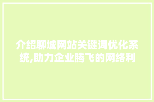 介绍聊城网站关键词优化系统,助力企业腾飞的网络利器