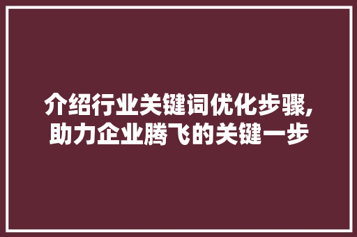 介绍行业关键词优化步骤,助力企业腾飞的关键一步