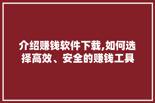 介绍赚钱软件下载,如何选择高效、安全的赚钱工具