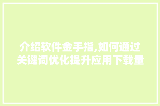 介绍软件金手指,如何通过关键词优化提升应用下载量