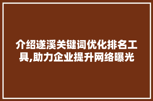 介绍遂溪关键词优化排名工具,助力企业提升网络曝光度