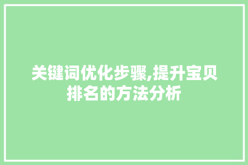 关键词优化步骤,提升宝贝排名的方法分析