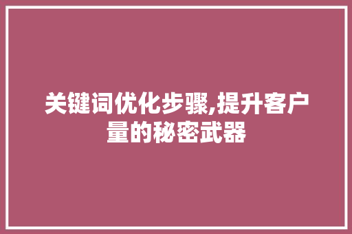 关键词优化步骤,提升客户量的秘密武器