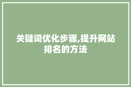 关键词优化步骤,提升网站排名的方法