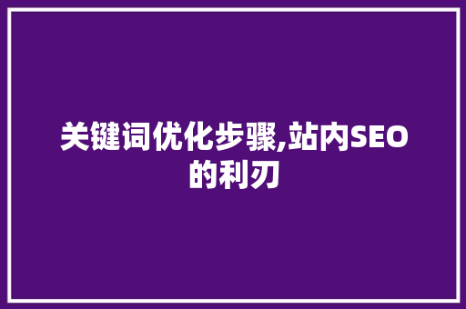 关键词优化步骤,站内SEO的利刃