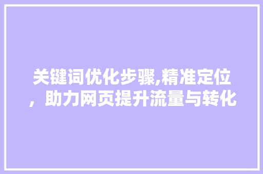 关键词优化步骤,精准定位，助力网页提升流量与转化