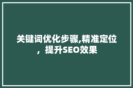 关键词优化步骤,精准定位，提升SEO效果