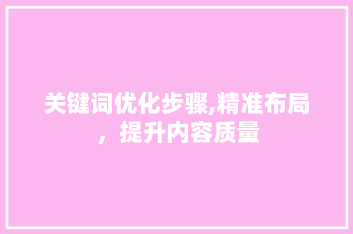 关键词优化步骤,精准布局，提升内容质量