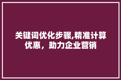 关键词优化步骤,精准计算优惠，助力企业营销