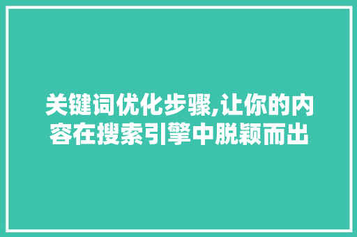 关键词优化步骤,让你的内容在搜索引擎中脱颖而出