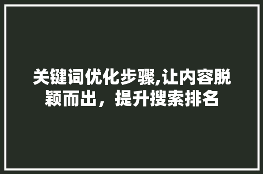 关键词优化步骤,让内容脱颖而出，提升搜索排名