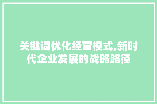 关键词优化经营模式,新时代企业发展的战略路径