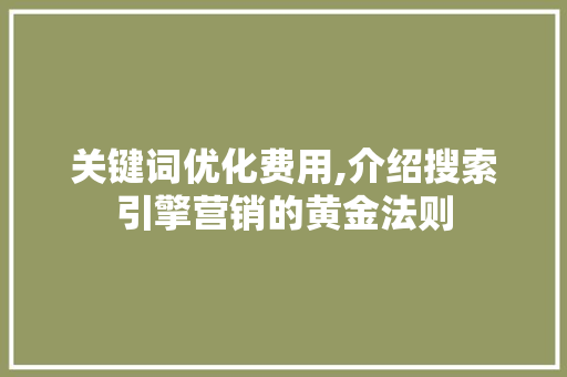 关键词优化费用,介绍搜索引擎营销的黄金法则