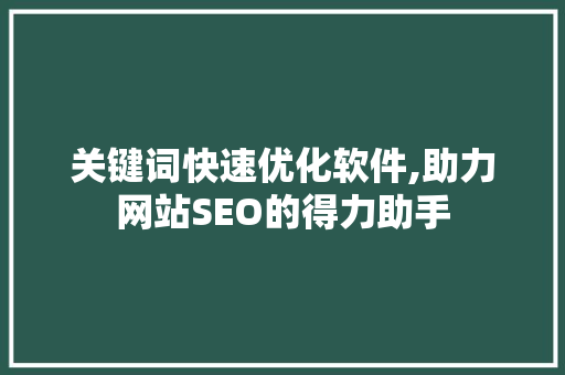 关键词快速优化软件,助力网站SEO的得力助手