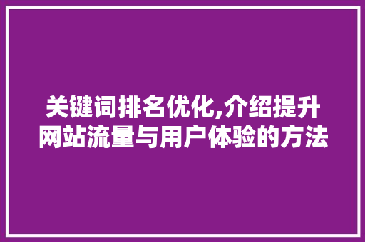 关键词排名优化,介绍提升网站流量与用户体验的方法