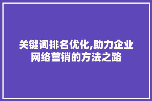 关键词排名优化,助力企业网络营销的方法之路
