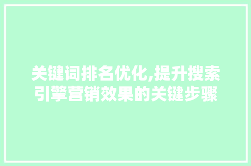 关键词排名优化,提升搜索引擎营销效果的关键步骤