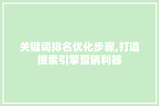 关键词排名优化步骤,打造搜索引擎营销利器