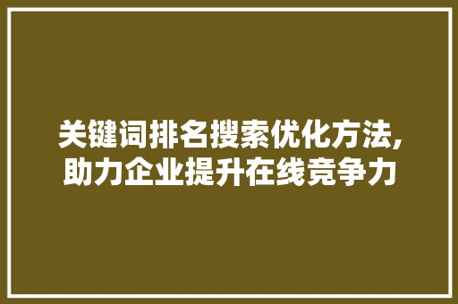 关键词排名搜索优化方法,助力企业提升在线竞争力