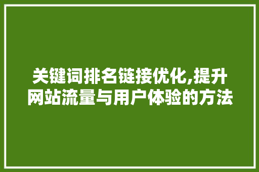 关键词排名链接优化,提升网站流量与用户体验的方法