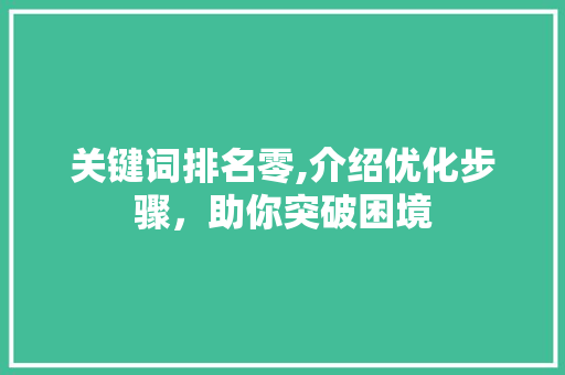 关键词排名零,介绍优化步骤，助你突破困境