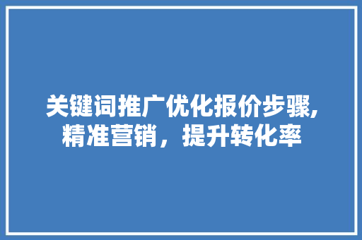 关键词推广优化报价步骤,精准营销，提升转化率