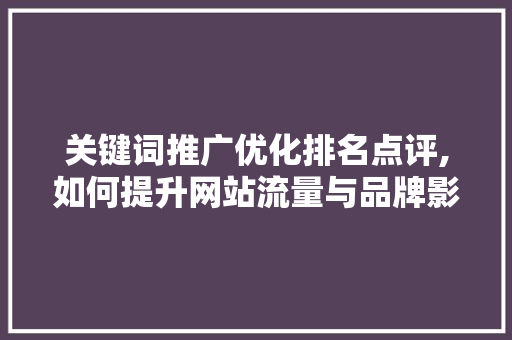 关键词推广优化排名点评,如何提升网站流量与品牌影响力