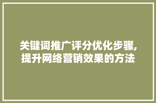 关键词推广评分优化步骤,提升网络营销效果的方法
