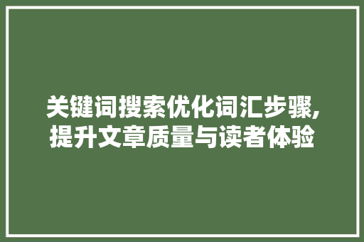 关键词搜索优化词汇步骤,提升文章质量与读者体验