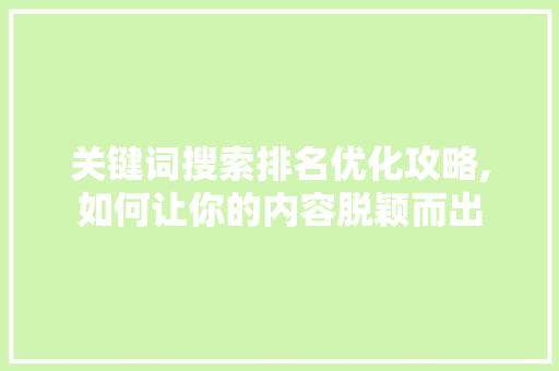 关键词搜索排名优化攻略,如何让你的内容脱颖而出
