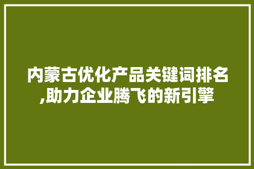 内蒙古优化产品关键词排名,助力企业腾飞的新引擎