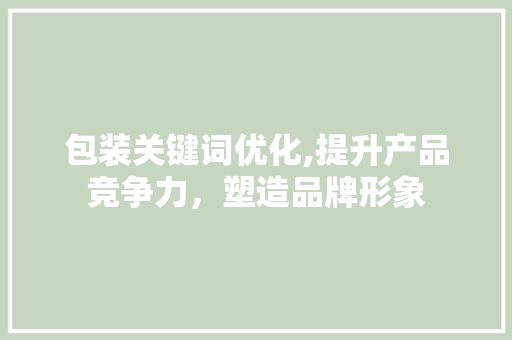 包装关键词优化,提升产品竞争力，塑造品牌形象