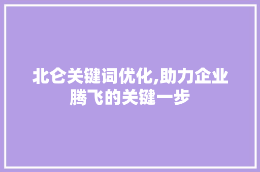 北仑关键词优化,助力企业腾飞的关键一步