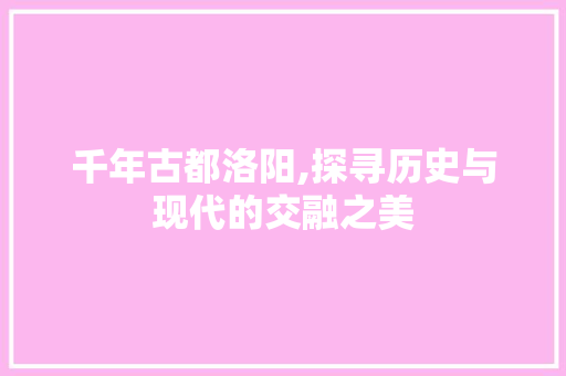 千年古都洛阳,探寻历史与现代的交融之美