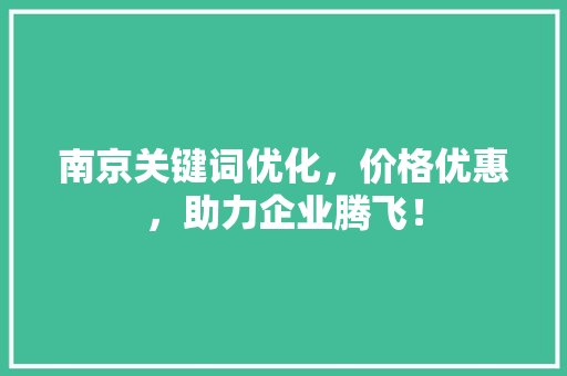 南京关键词优化，价格优惠，助力企业腾飞！