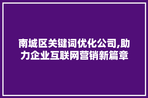 南城区关键词优化公司,助力企业互联网营销新篇章