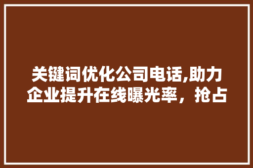 关键词优化公司电话,助力企业提升在线曝光率，抢占市场先机