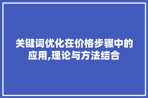 关键词优化在价格步骤中的应用,理论与方法结合