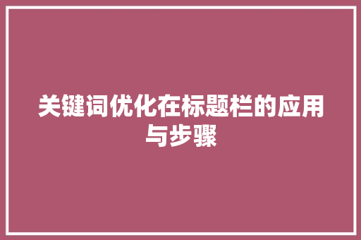 关键词优化在标题栏的应用与步骤