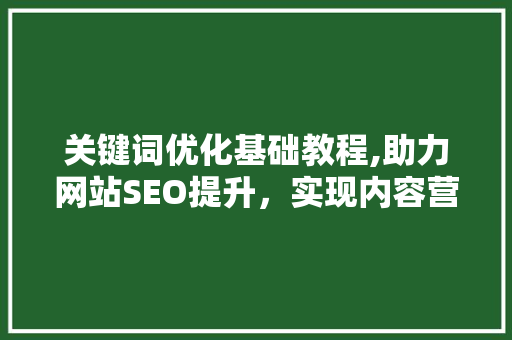 关键词优化基础教程,助力网站SEO提升，实现内容营销新高度