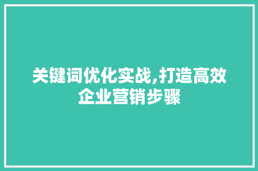 关键词优化实战,打造高效企业营销步骤