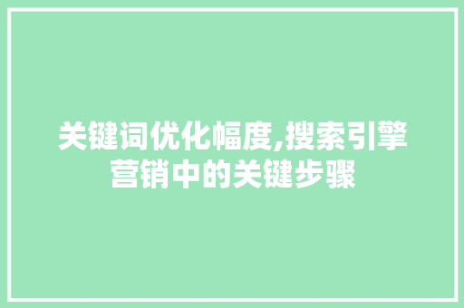 关键词优化幅度,搜索引擎营销中的关键步骤
