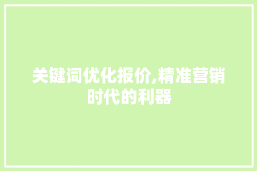 关键词优化报价,精准营销时代的利器