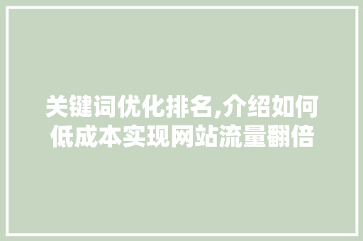 关键词优化排名,介绍如何低成本实现网站流量翻倍