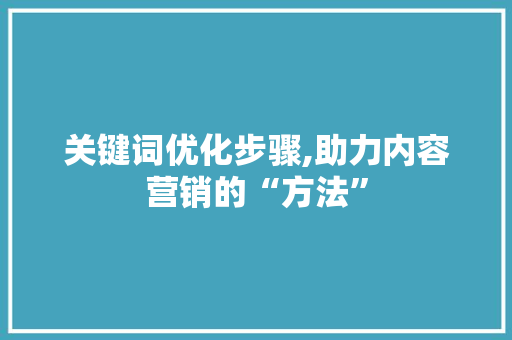 关键词优化步骤,助力内容营销的“方法”