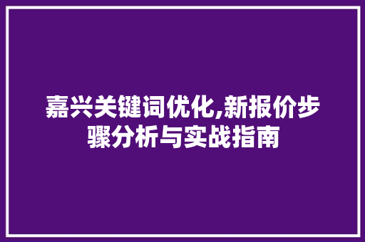 嘉兴关键词优化,新报价步骤分析与实战指南
